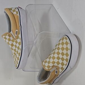 Vans Yellow & White Checkered Slip On Sneakers Kids 3½ & Womens 5